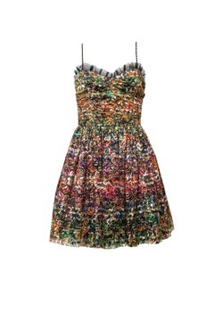 Saint Laurent by Hedi Slimane Lace Multicolor Metallic Cocktail Dress