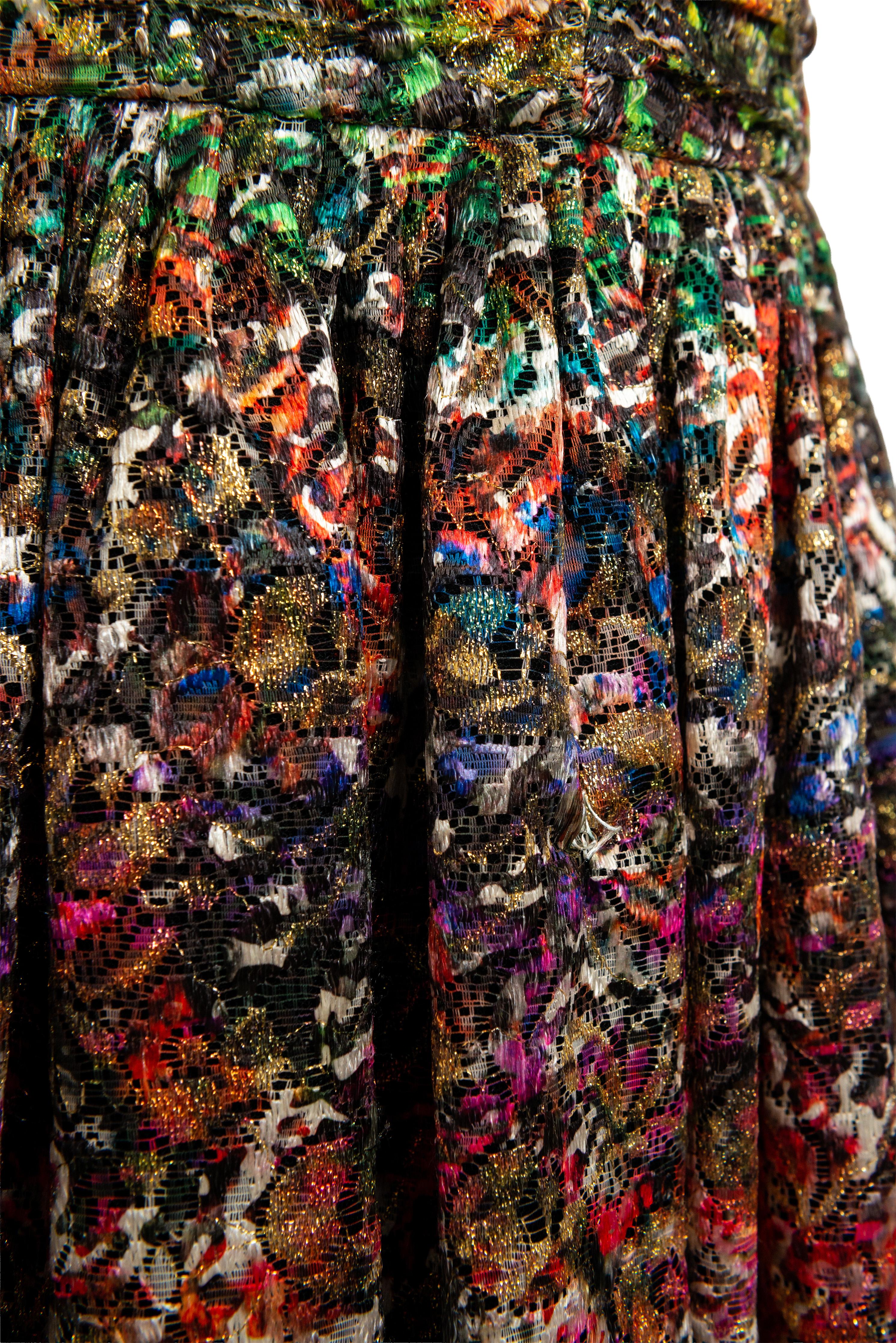 Saint Laurent by Hedi Slimane Spitze Multicolor Metallic Cocktailkleid im Angebot 1