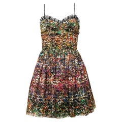 Saint Laurent by Hedi Slimane Vestido de cóctel de encaje multicolor metalizado Saint Laurent by Hedi Slimane Vestido de cóctel de encaje multicolor metalizado