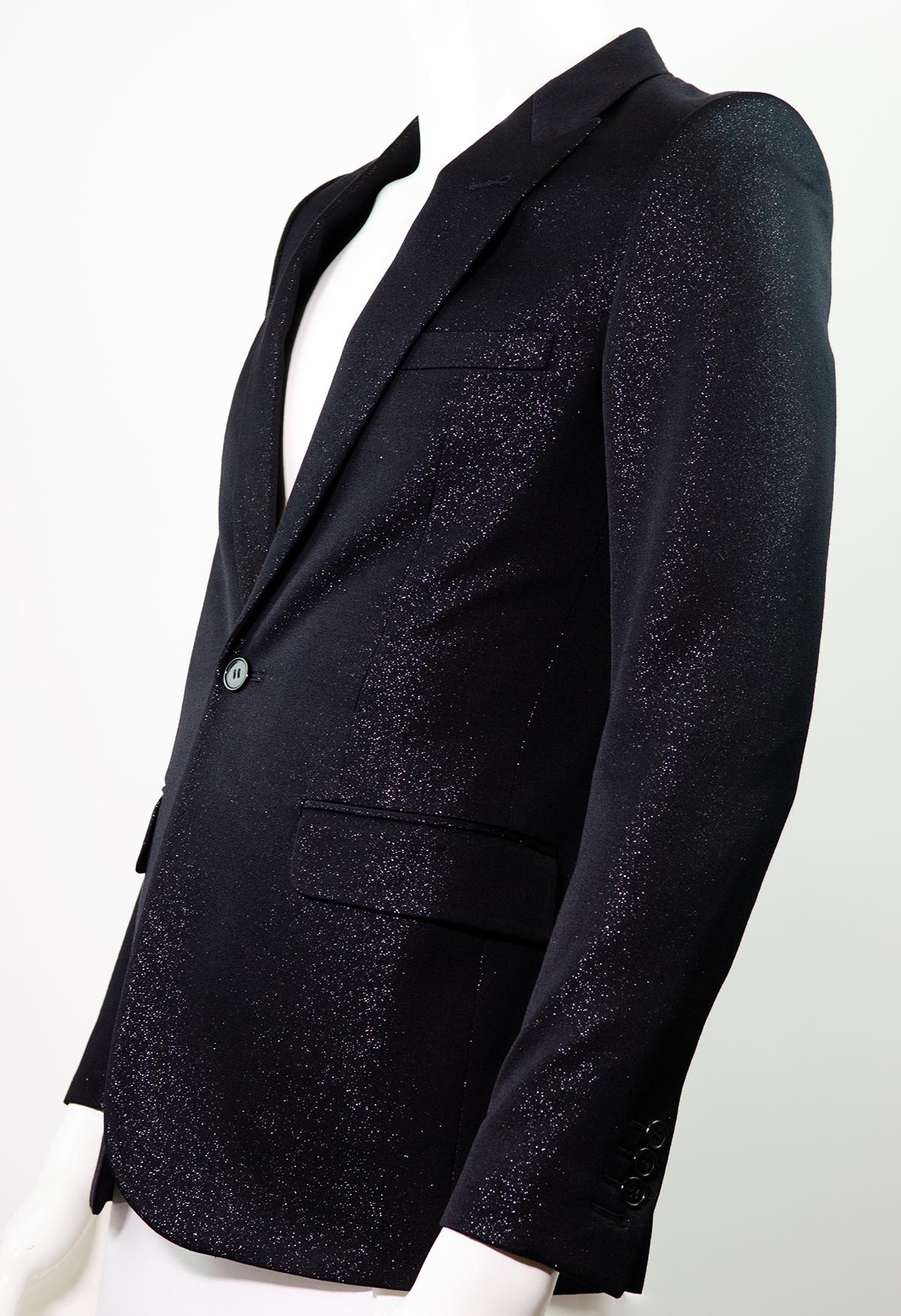 SAINT LAURENT by HEDI SLIMANE Seltener H/W 2015 Schwarzer Glitter-Blazer mit Glittermuster im Zustand „Hervorragend“ im Angebot in Berlin, BE