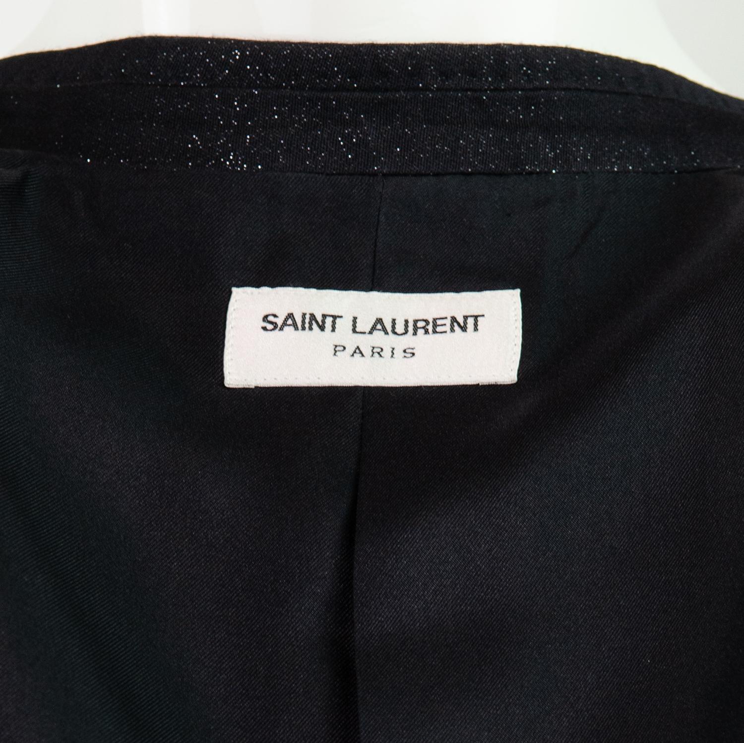 SAINT LAURENT by HEDI SLIMANE Seltener H/W 2015 Schwarzer Glitter-Blazer mit Glittermuster im Angebot 2