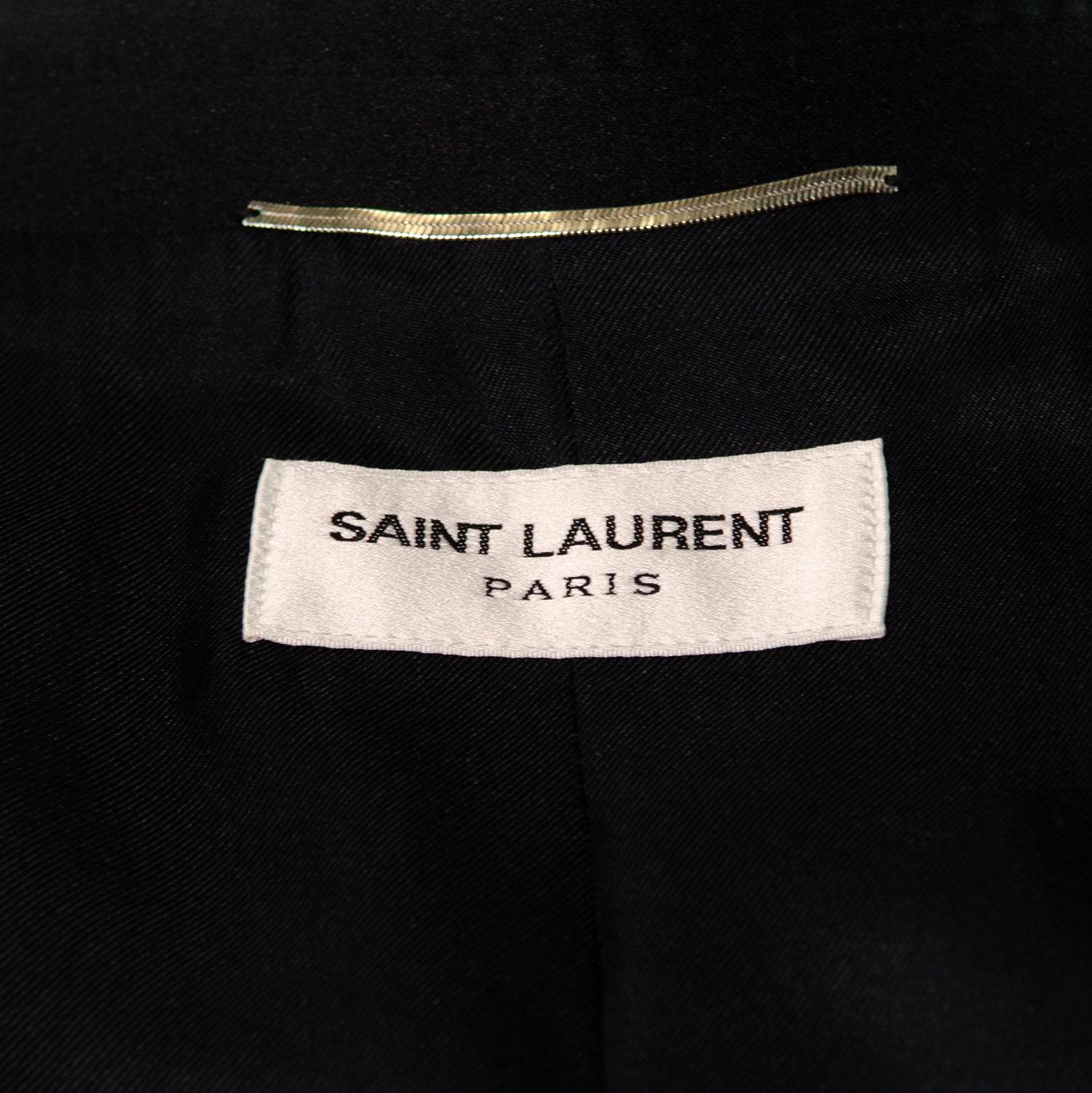 SAINT LAURENT By HEDI SLIMANE S/S 2014 Gold Lamé Blazer 44 For Sale 5