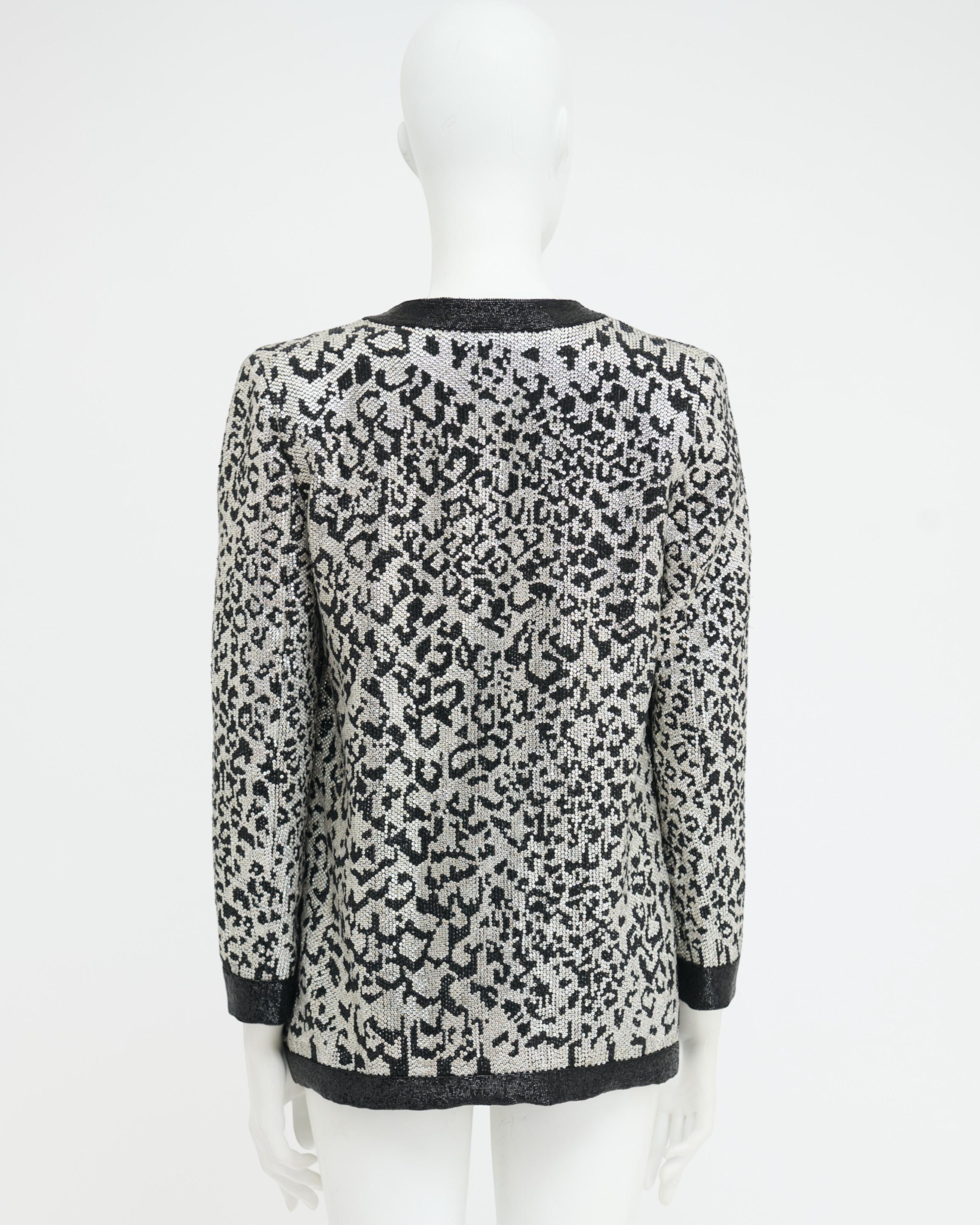 Saint Laurent by Heidi Slimane Resort 2014  Glittered Animal Print Cardigan In condizioni ottime in vendita a Milano, IT