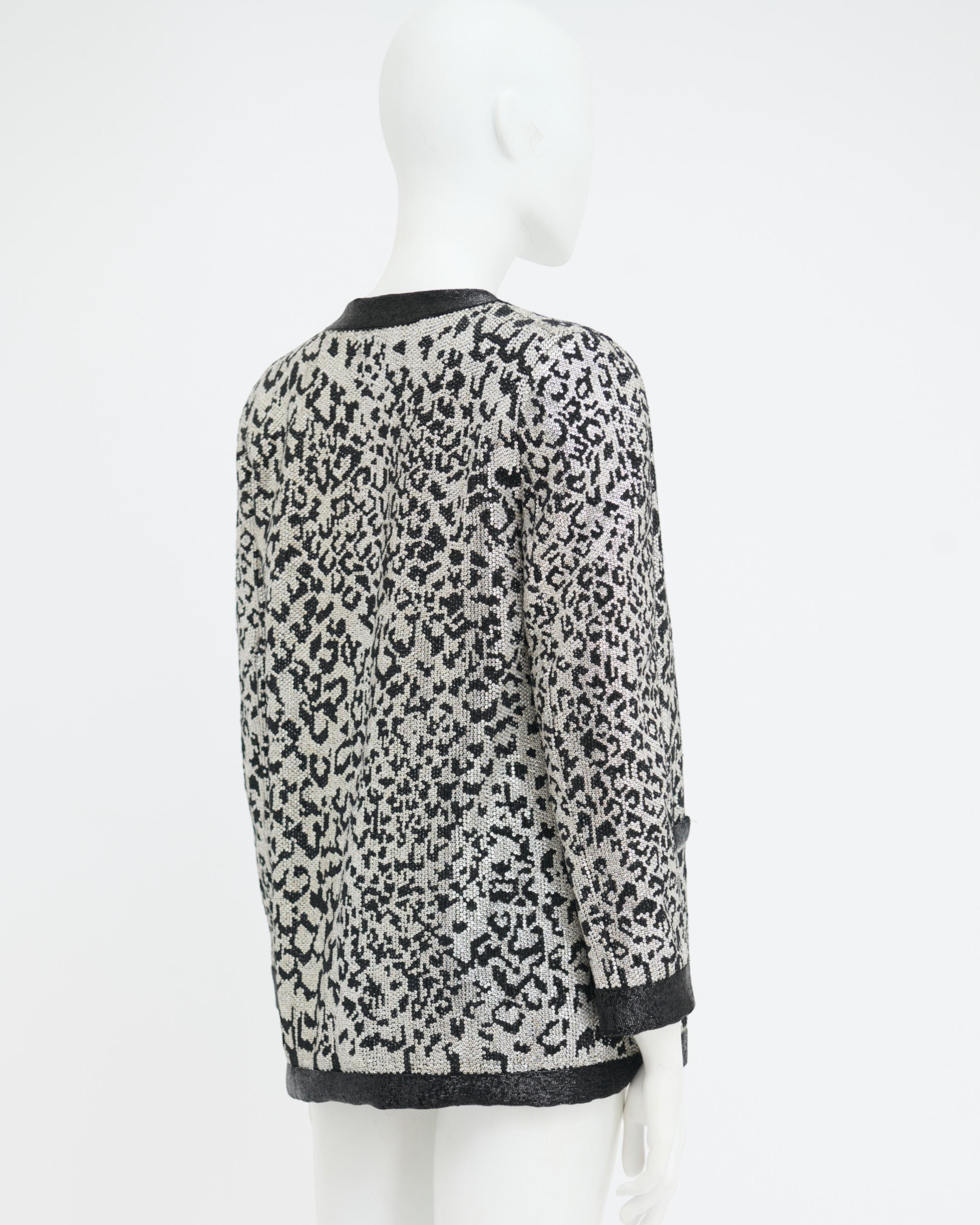 Donna Saint Laurent by Heidi Slimane Resort 2014  Glittered Animal Print Cardigan in vendita
