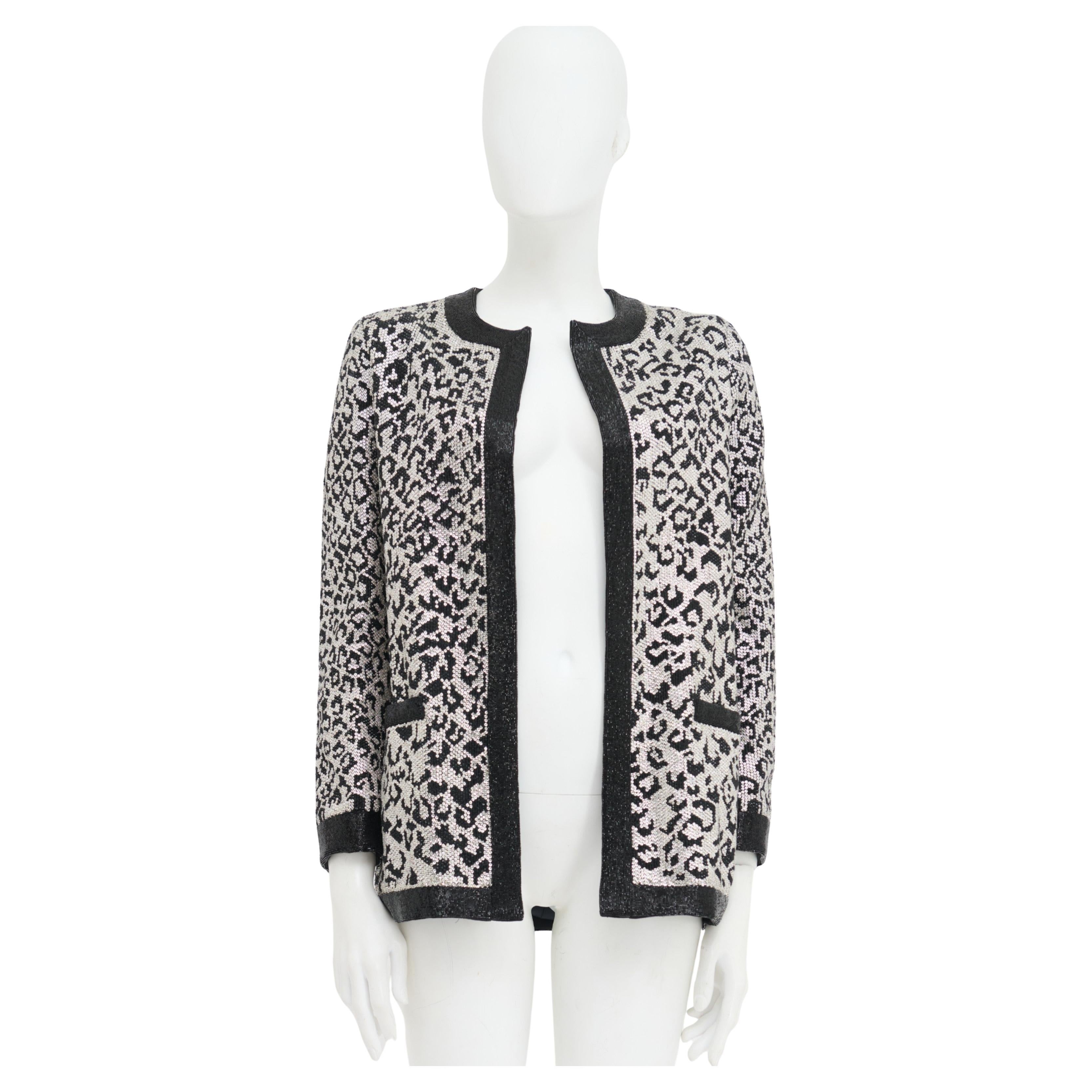 Saint Laurent by Heidi Slimane Resort 2014  Glittered Animal Print Cardigan in vendita