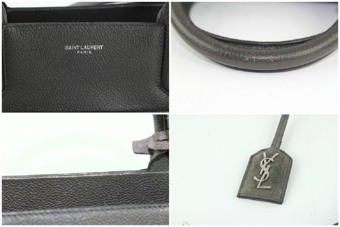 Women's Saint Laurent Cabas Rive Gauche Anthracite Small 2way 16mz1019 Grey Leather Tote