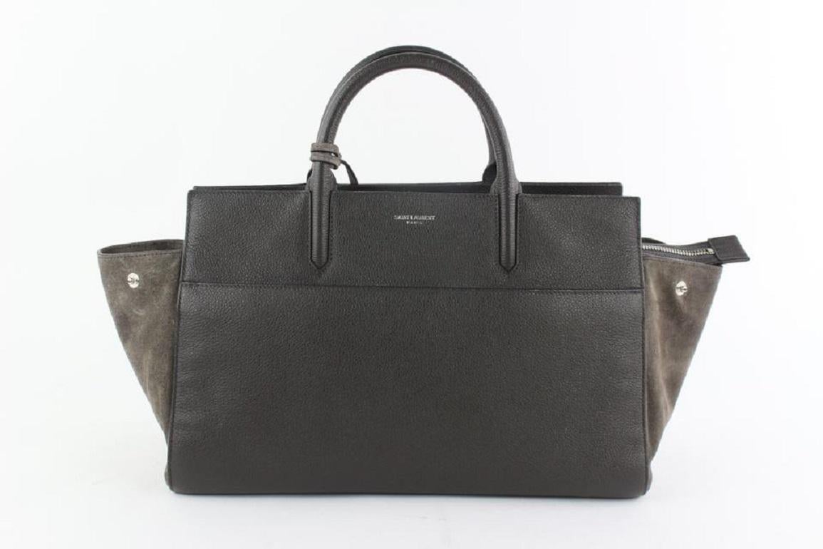 Saint Laurent Cabas Rive Gauche Anthracite Small 2way 16mz1019 Grey Leather Tote 1