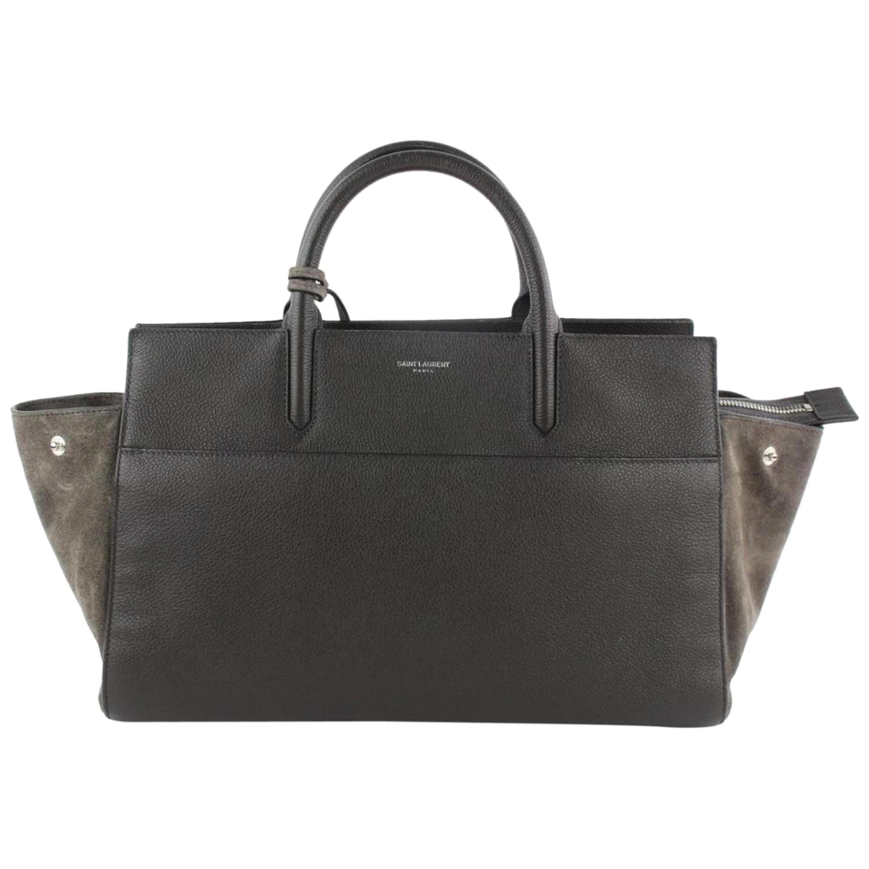 Saint Laurent Cabas Rive Gauche Anthracite Small 2way 16mz1019 Grey Leather Tote For Sale