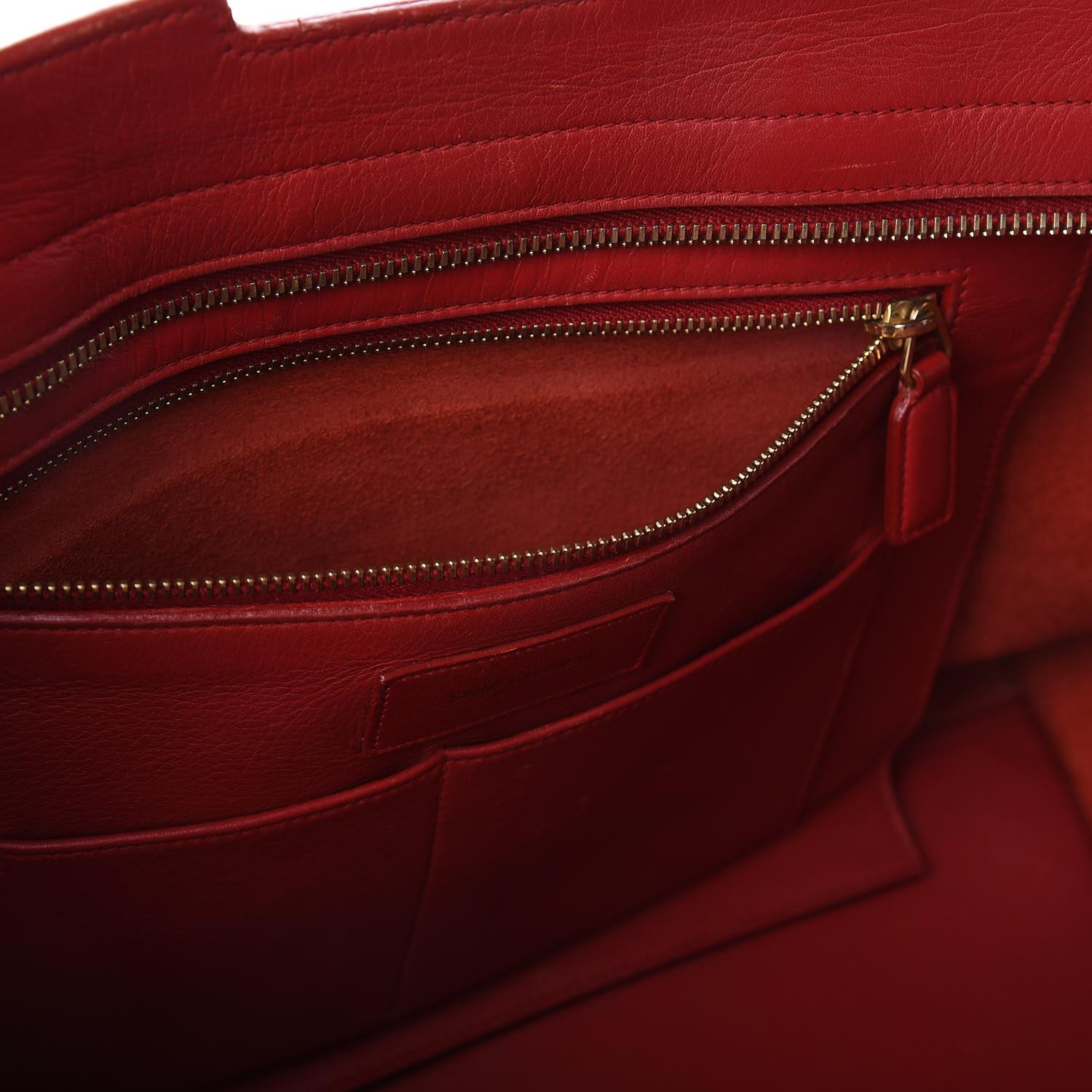 Saint Laurent Calfskin Classic Y Logo Red Medium Cabas Top Handle Bag 6