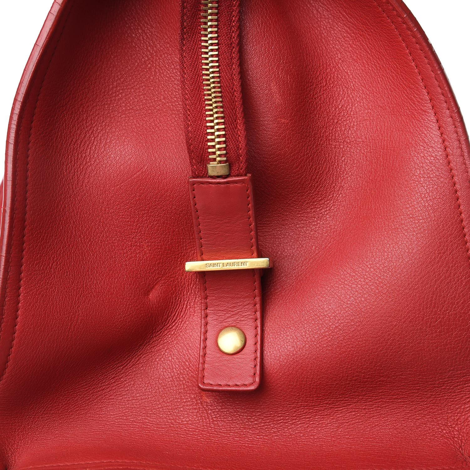 Saint Laurent Calfskin Classic Y Logo Red Medium Cabas Top Handle Bag 7