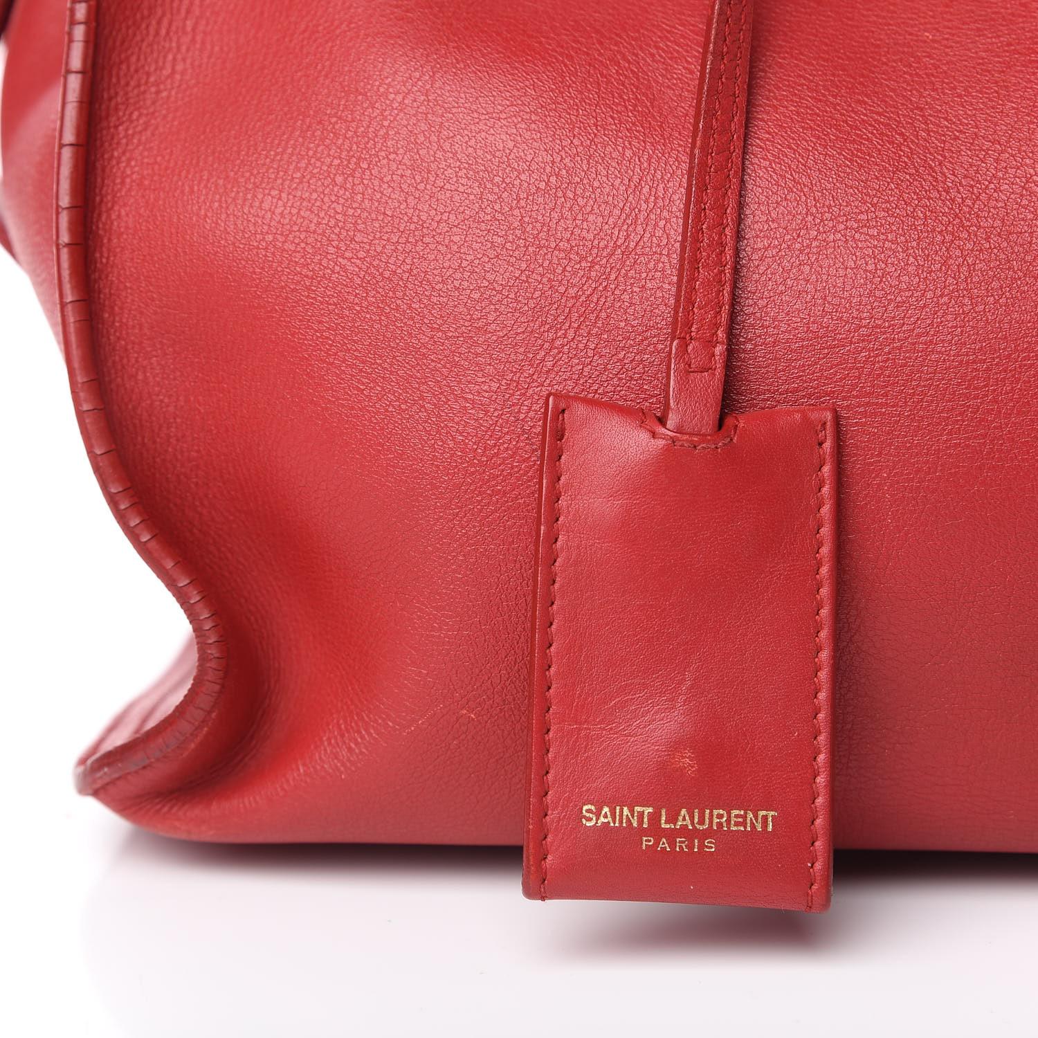 Saint Laurent Calfskin Classic Y Logo Red Medium Cabas Top Handle Bag 8