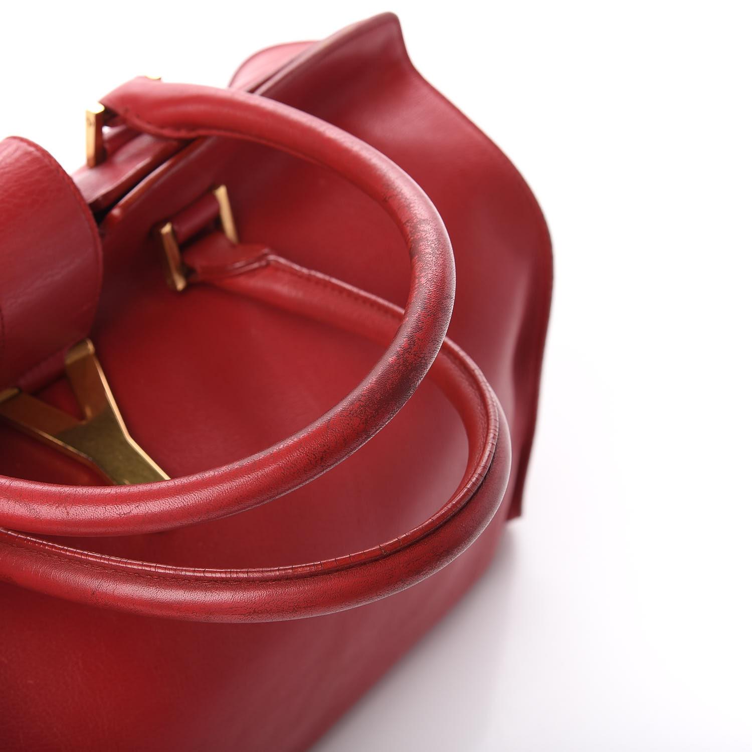 Saint Laurent Calfskin Classic Y Logo Red Medium Cabas Top Handle Bag 10