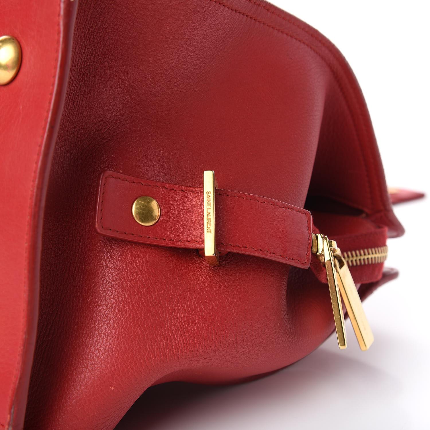 Saint Laurent Calfskin Classic Y Logo Red Medium Cabas Top Handle Bag 2