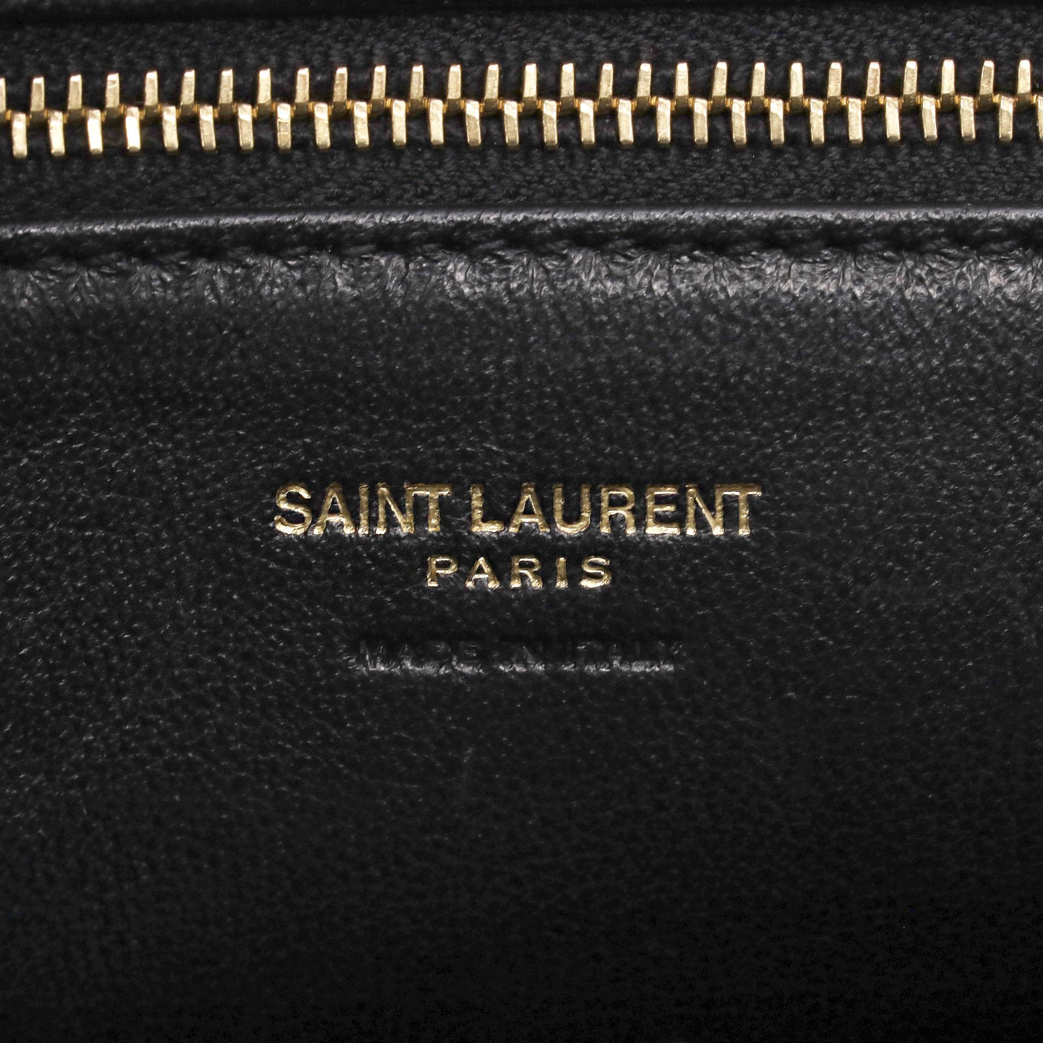 Saint Laurent Borsa Tote Piccola Cabas in pelle di vitello con logo 'YSL' in vendita 6