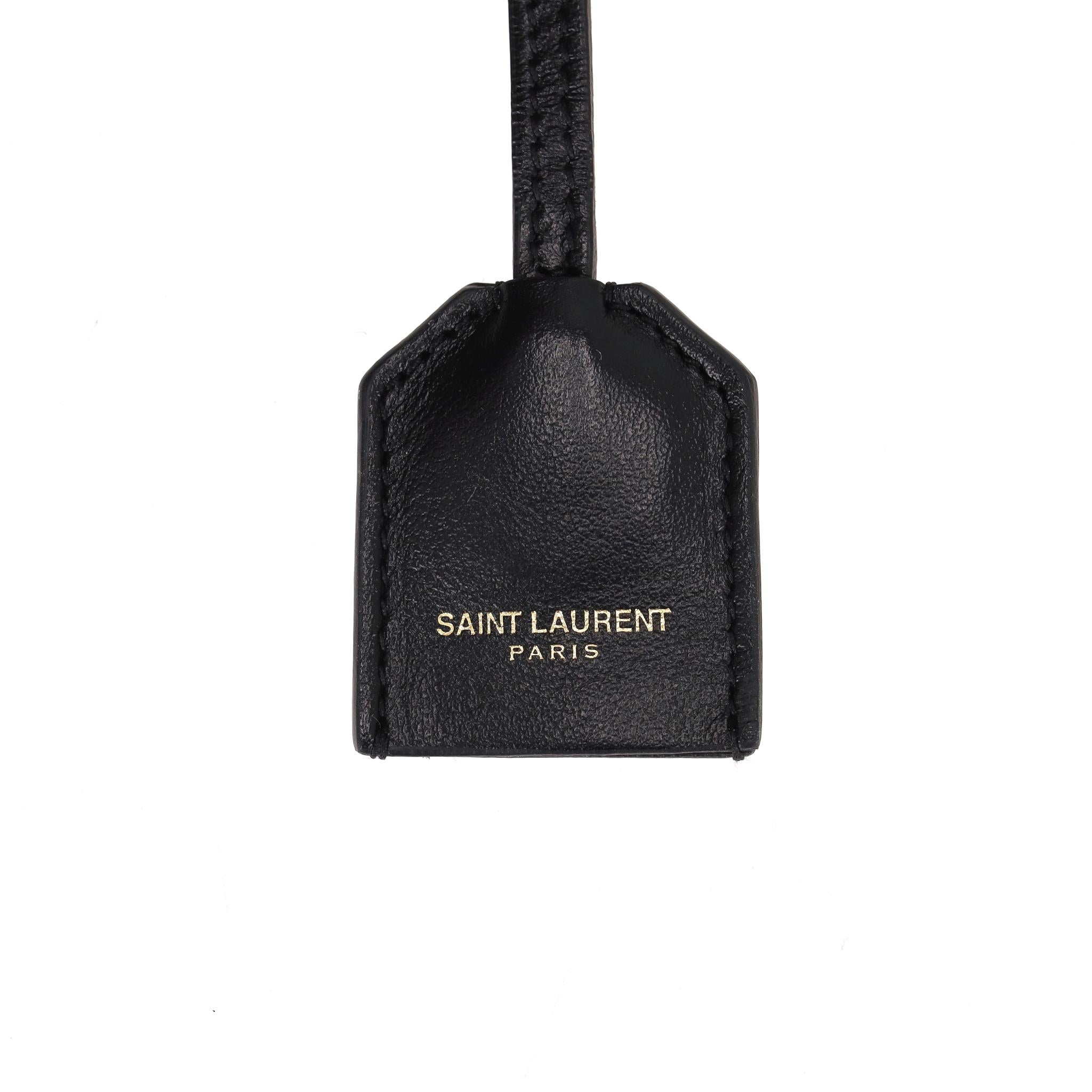 Saint Laurent Borsa Tote Piccola Cabas in pelle di vitello con logo 'YSL' in vendita 4