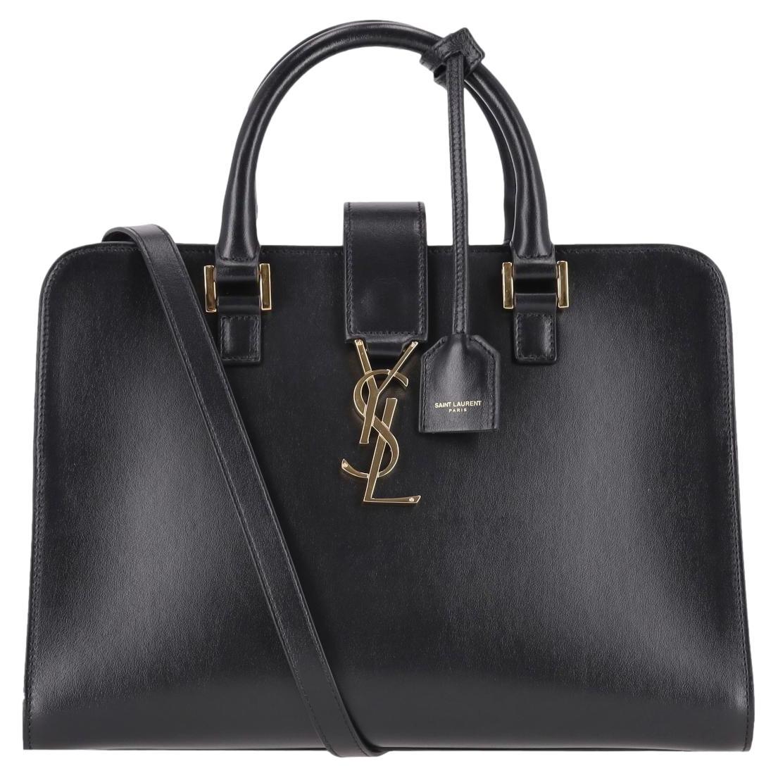 Saint Laurent Borsa Tote Piccola Cabas in pelle di vitello con logo 'YSL' in vendita