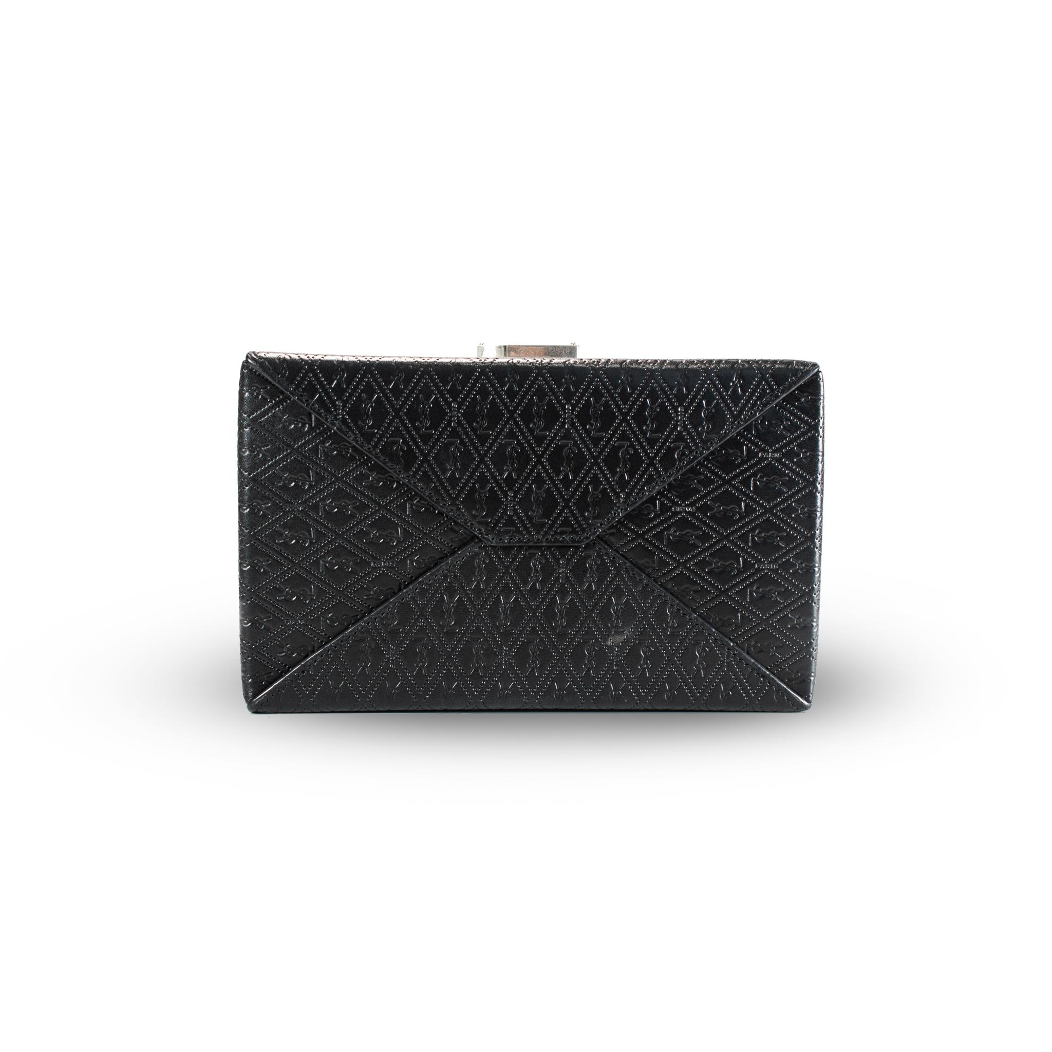 Saint Laurent Calfskin Monogram Take Away Black Box Top Handle Bag Pour femmes en vente