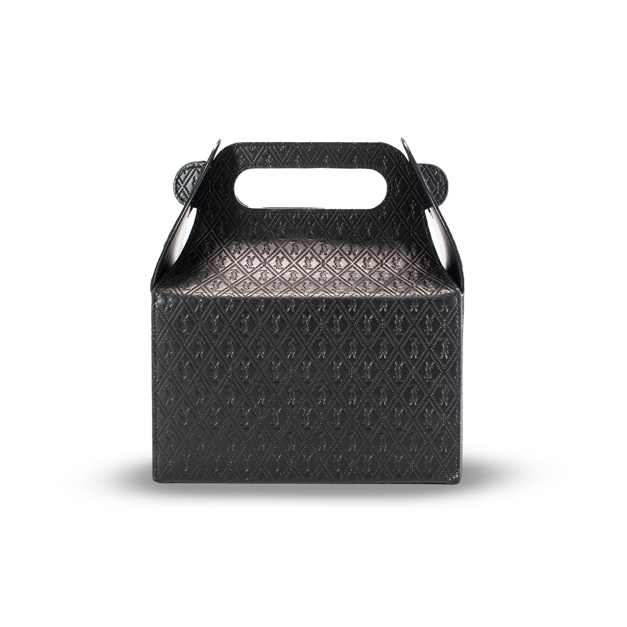 Saint Laurent Calfskin Monogram Take Away Black Box Top Handle Bag en vente 1