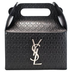 Saint Laurent Calfskin Monogram Take Away Black Box Top Handle Bag