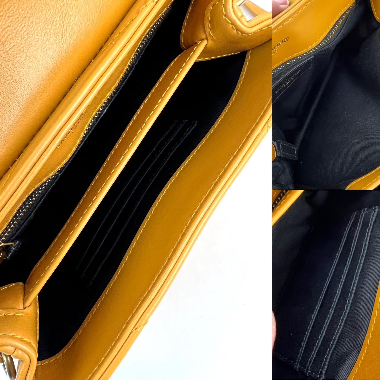 Bolso cruzado Saint Laurent acolchado de piel de becerro Loulou amarillo en Excelente estado para la venta en Freehold, NJ