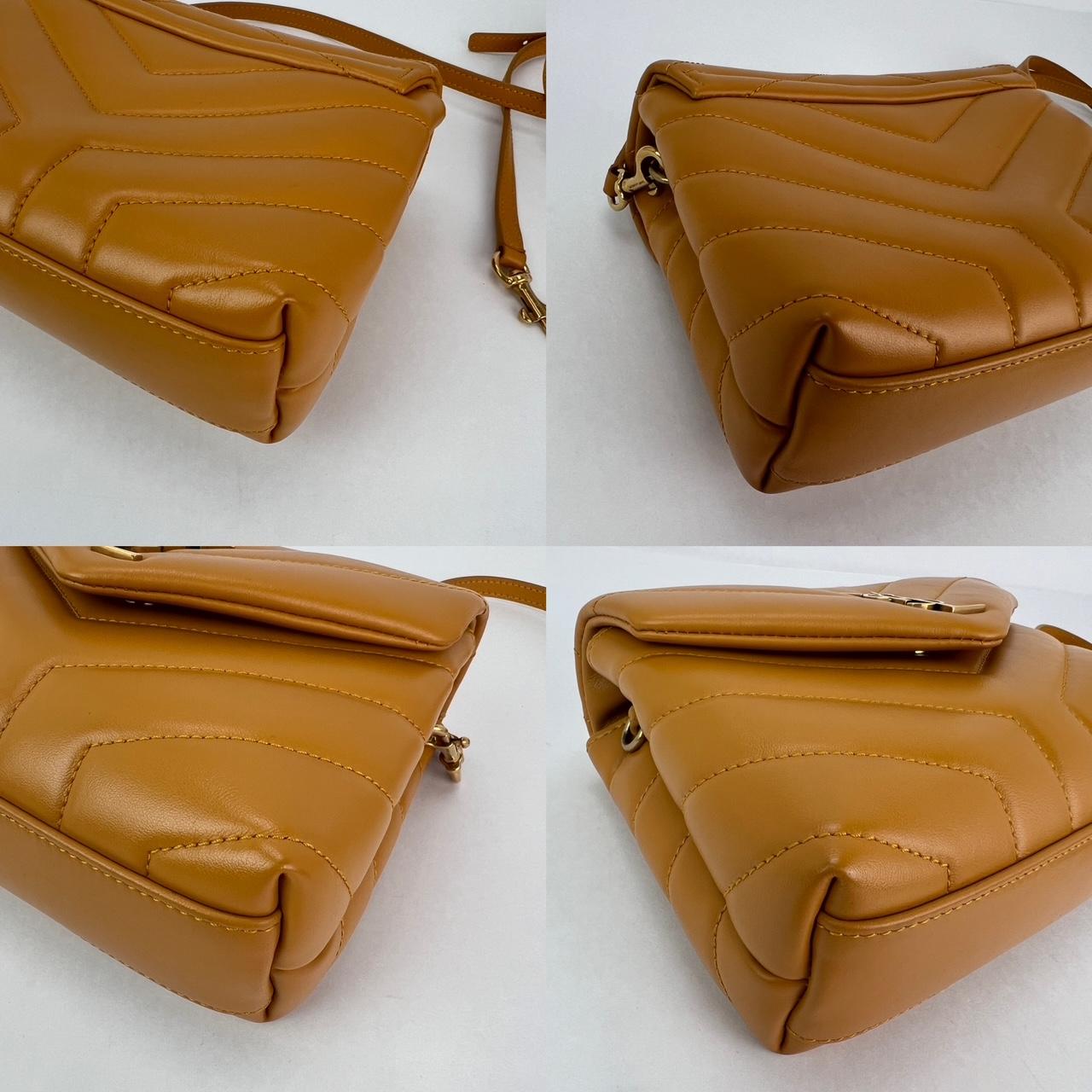 Bolso cruzado Saint Laurent acolchado de piel de becerro Loulou amarillo en venta 1