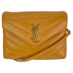 Saint Laurent Kalbsleder gesteppt Toy Loulou Gelb Crossbody Tasche