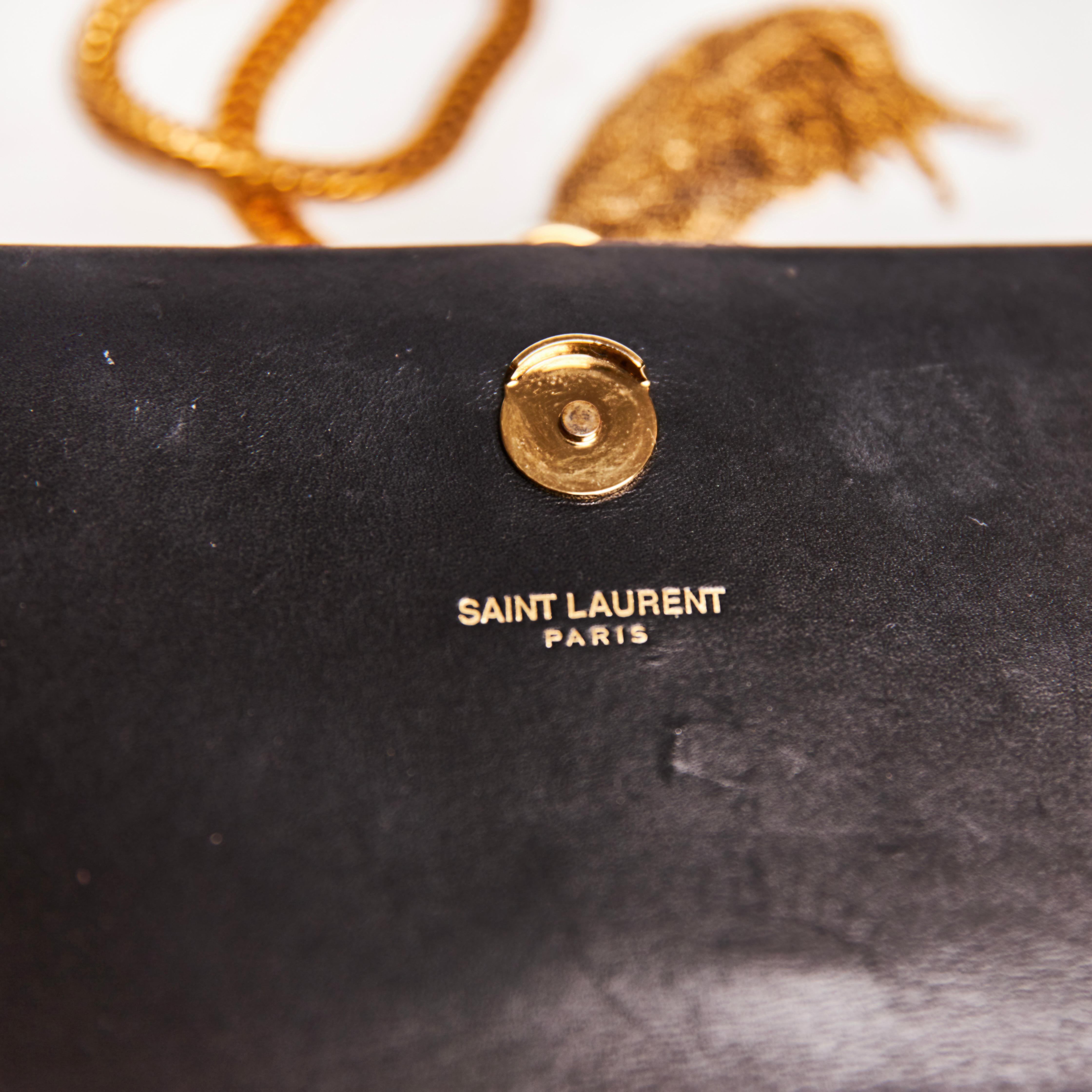 Saint Laurent Calfskin Small Classic Monogram Kate Tassel Satchel Bag (326076) In Good Condition For Sale In Montreal, Quebec