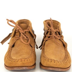SAINT LAURENT camel brown suede CONCHO MOCASSIN DESERT Boots Shoes 40