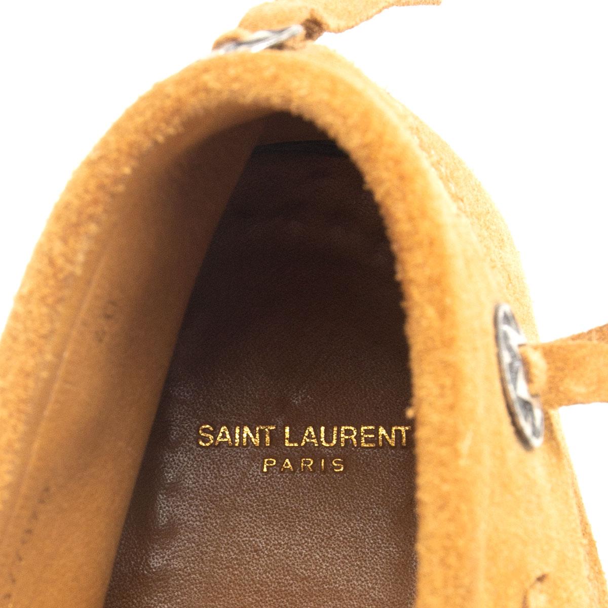 Brown SAINT LAURENT camel brown suede CONCHO MOCASSIN DESERT Boots Shoes 40