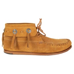 SAINT LAURENT camel brown suede CONCHO MOCASSIN DESERT Boots Shoes 40