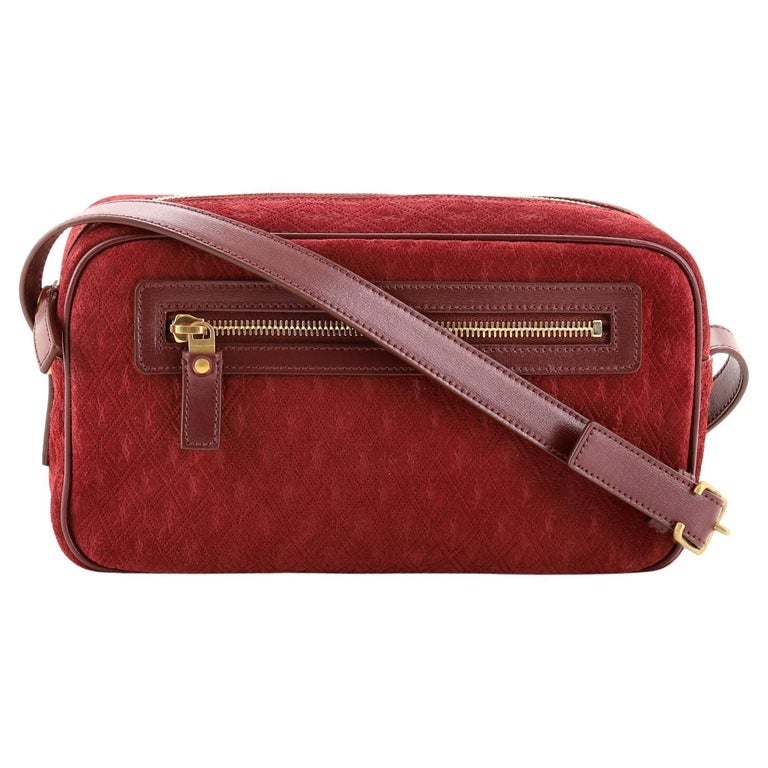 Saint Laurent Camera Bag Monogram All Over Suede Small For Sale at 1stDibs