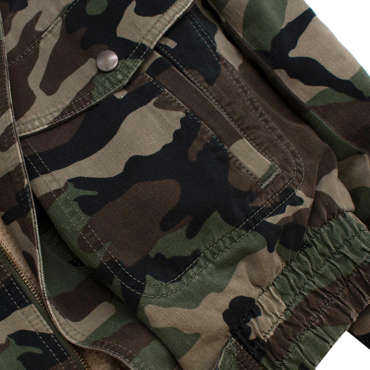 Men's Saint Laurent Camo Shearling Lined Bomber Jacket  - Us size 6