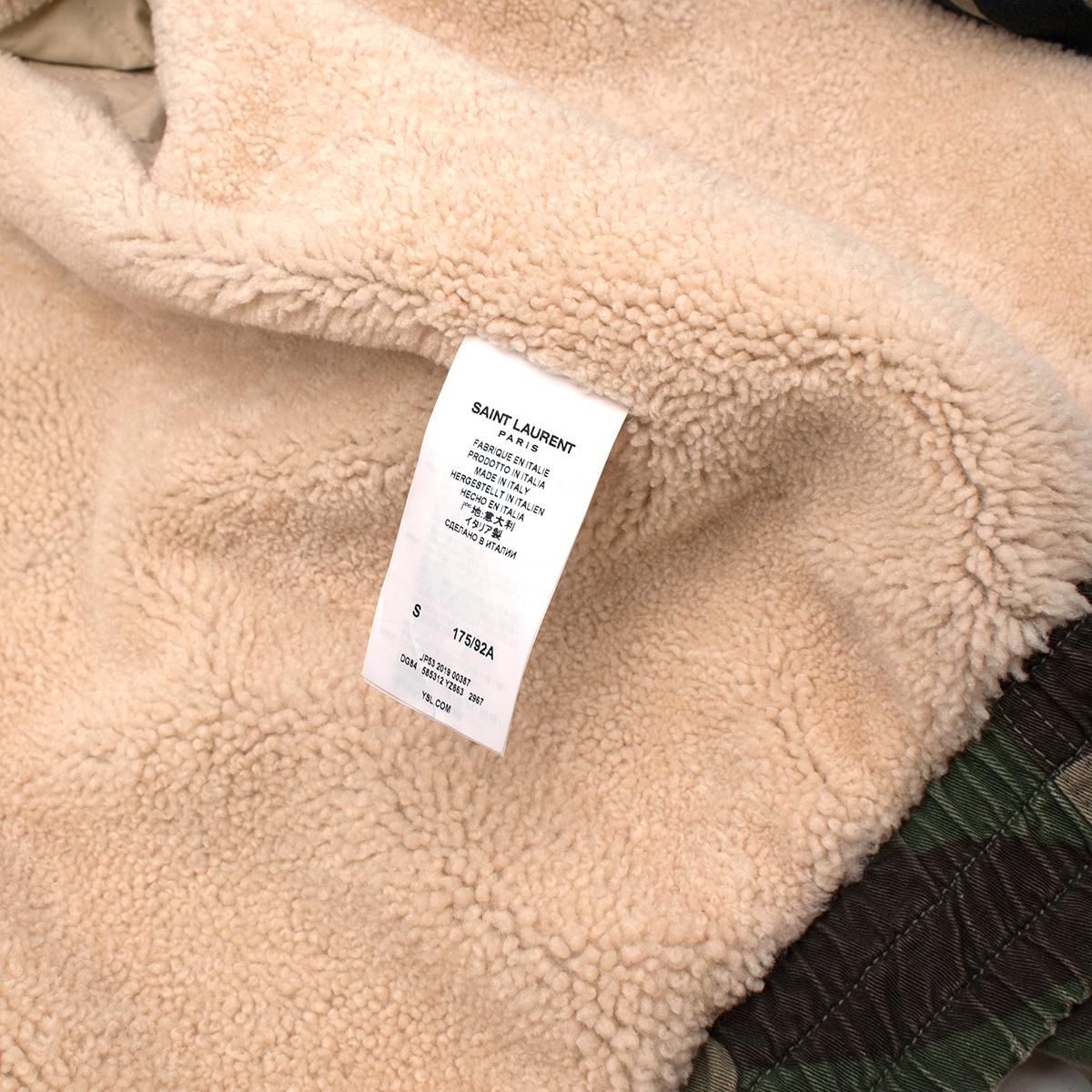 Saint Laurent Camo Shearling Lined Bomber Jacket  - Us size 6 1