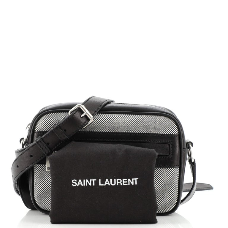 Saint Laurent Monogram Coeur Canvas & Leather Crossbody Bag in Gray