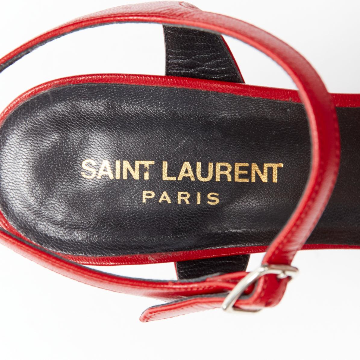 SAINT LAURENT Candy 80 red leather bow detail platform heels EU38 4