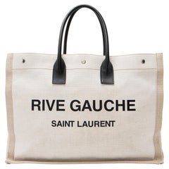 Saint Laurent Canvas-Kalbsleder-Tasche „Rive Gauche“ – groß
