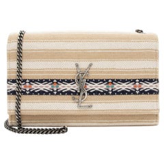 Saint Laurent Canvas Printed Monogram Kate Shoulder Bag