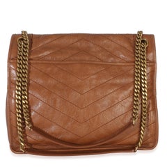Saint Laurent Caramel Crinkled Calfskin Matelasse Medium Niki Chain Satchel