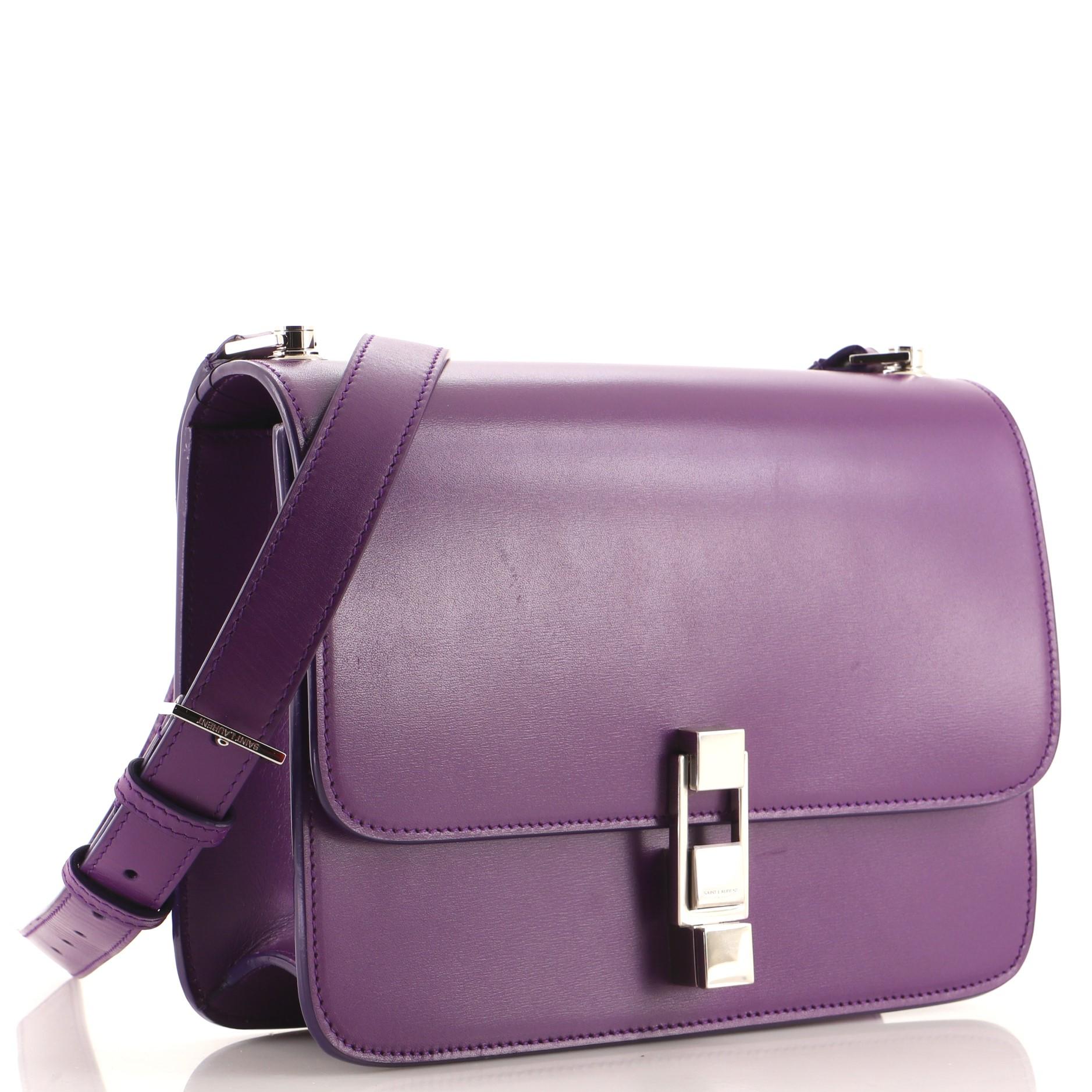 Purple Saint Laurent Carre Satchel Leather Medium
