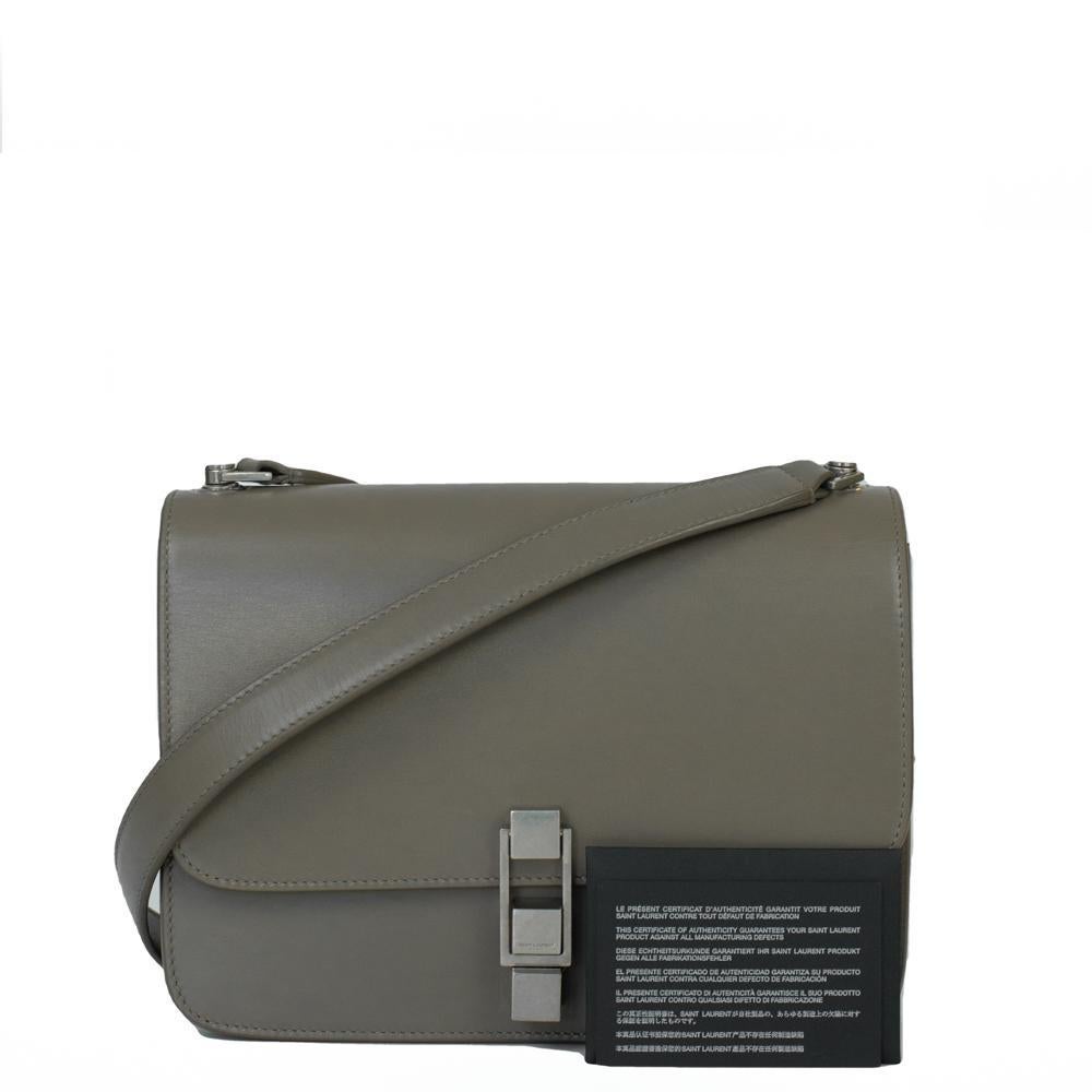SAINT LAURENT Carre Umhängetasche aus grauem Leder 7