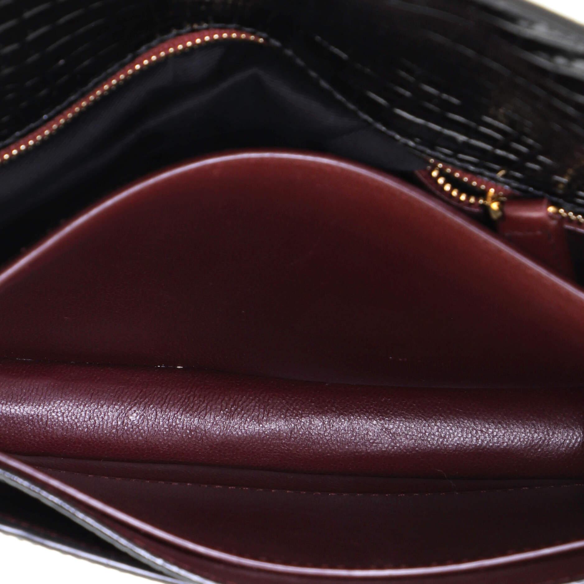 Black Saint Laurent Cassandra Chain Shoulder Bag Crocodile Embossed Leather Sma