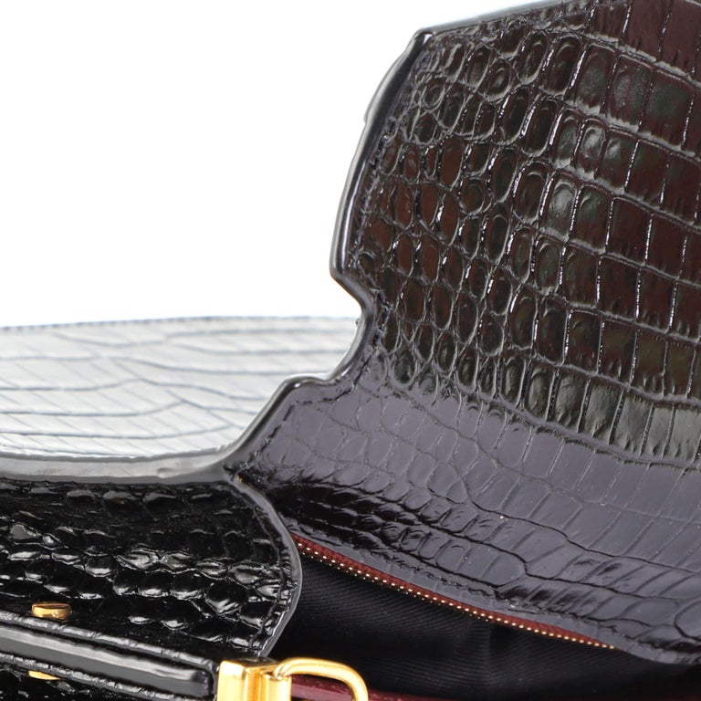 CASSANDRA CHAIN BAG 22 IN BLACK CROCODILE PATTERN CALFSKIN GOLD HARDWARE main image 0