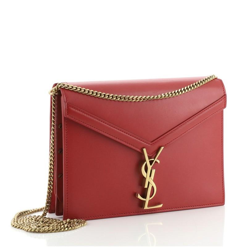 Red Saint Laurent Cassandra Chain Shoulder Bag Leather Small