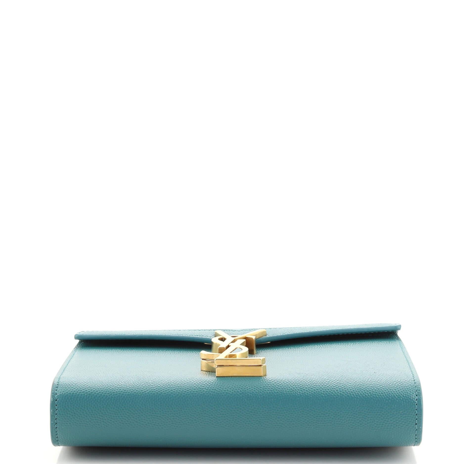Blue Saint Laurent Cassandra Chain Wallet Leather Mini