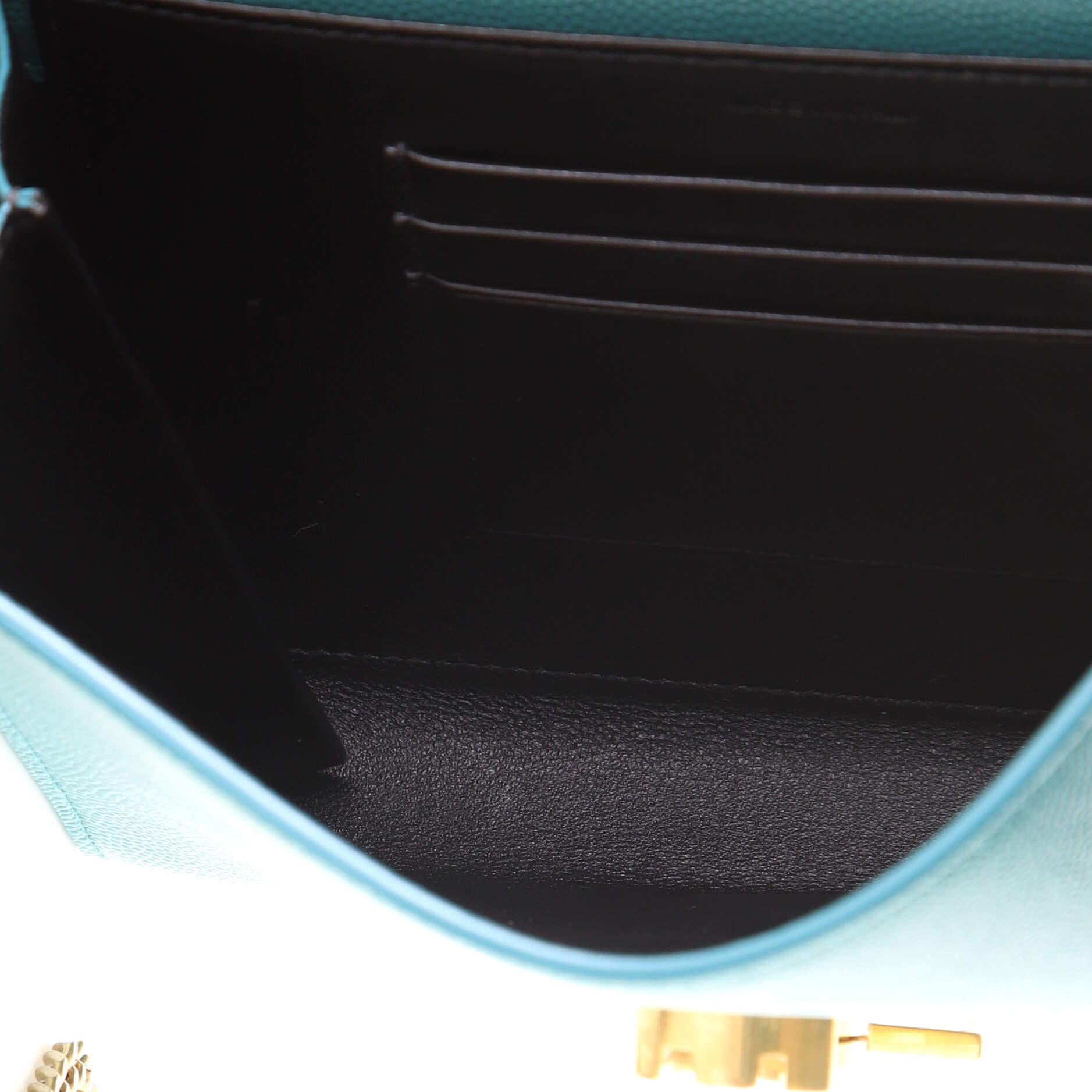 Saint Laurent Cassandra Chain Wallet Leather Mini In Good Condition In NY, NY