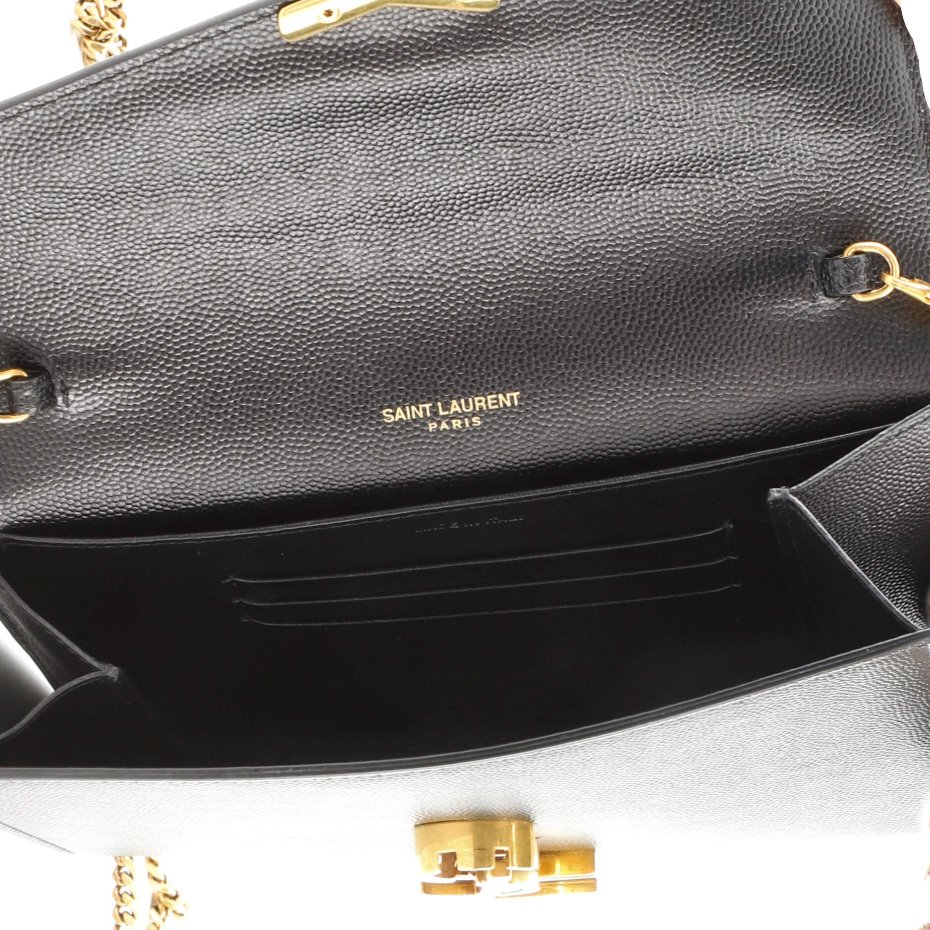 Saint Laurent Cassandra Chain Wallet Leather Mini In Good Condition In NY, NY