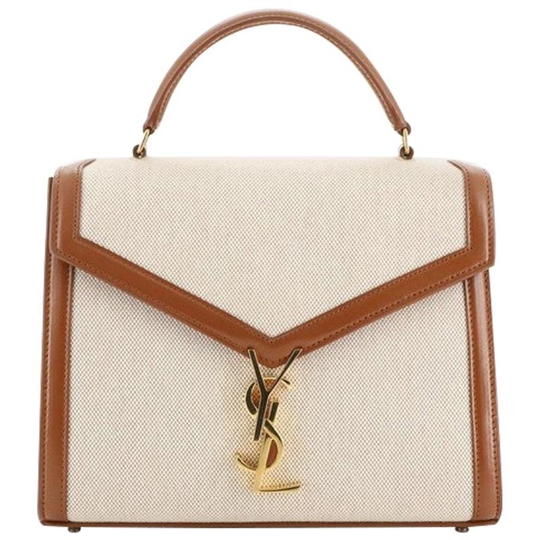 Saint Laurent Cassandra Top Handle Bag Canvas with Leather Medium