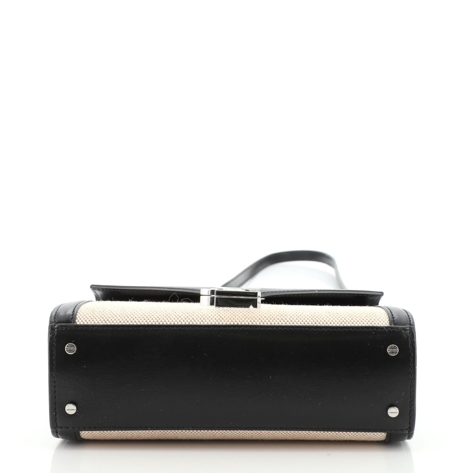 Saint Laurent Cassandra Henkeltasche aus Segeltuch mit Leder Mini im Zustand „Gut“ in NY, NY