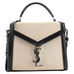 Saint Laurent Cassandra Henkeltasche aus Segeltuch mit Leder Mini