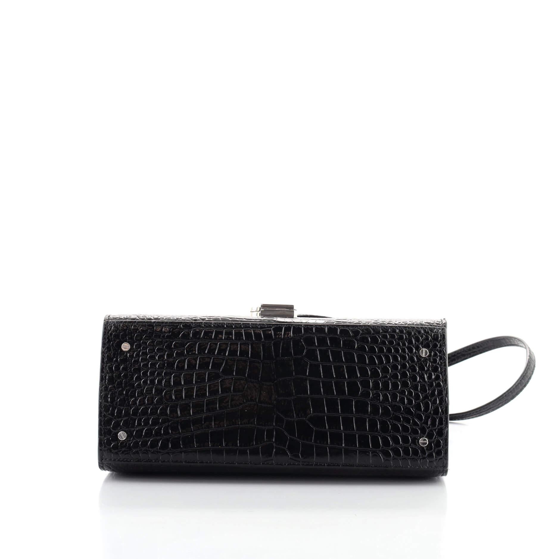 Saint Laurent Cassandra Top Handle Bag Crocodile Embossed Leather Medium In Good Condition In NY, NY
